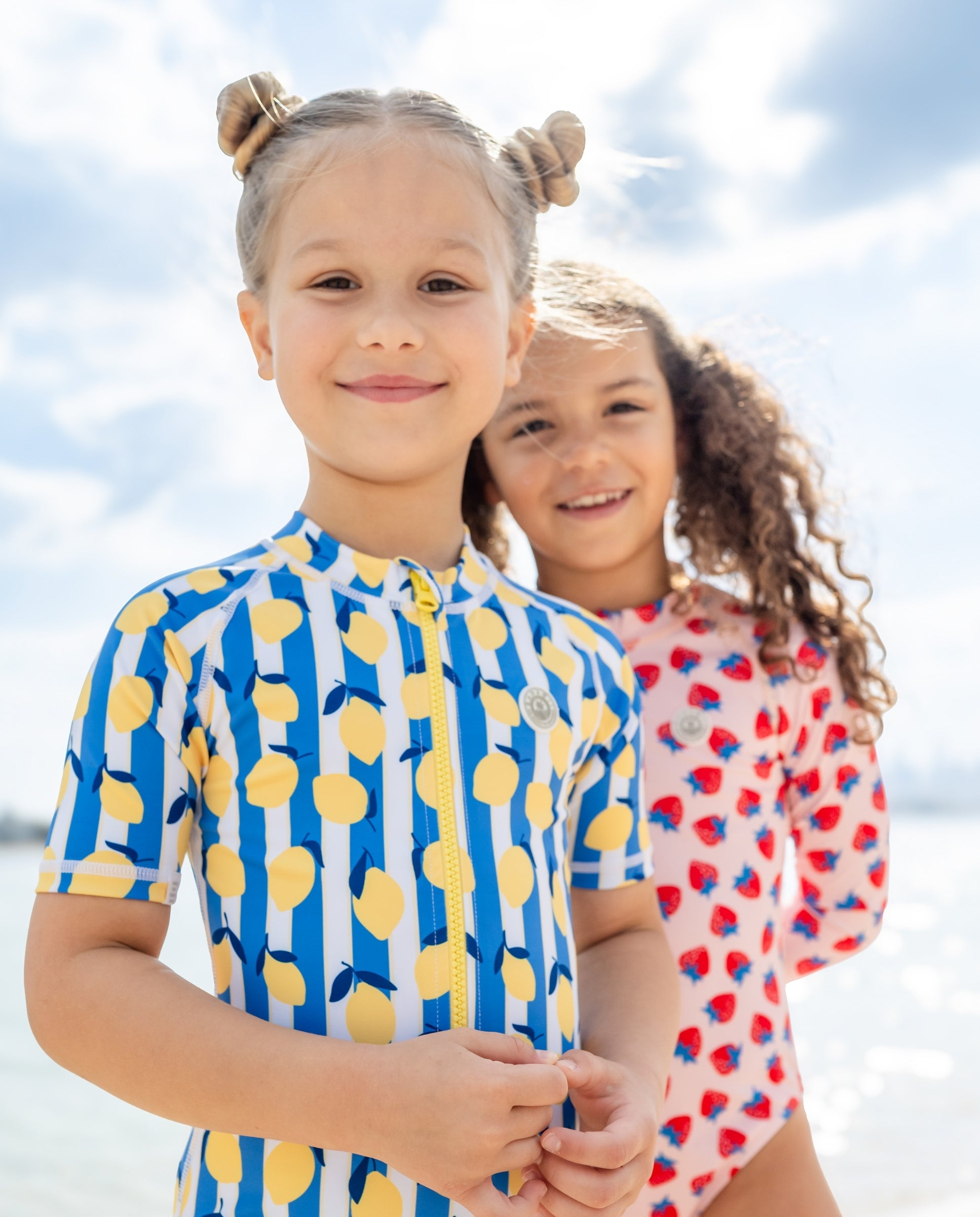 Fato de banho menina manga curta - Limoncello Stripes