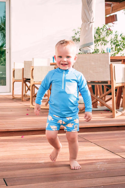 Bañador niño Boxer - Yellow fish Azul